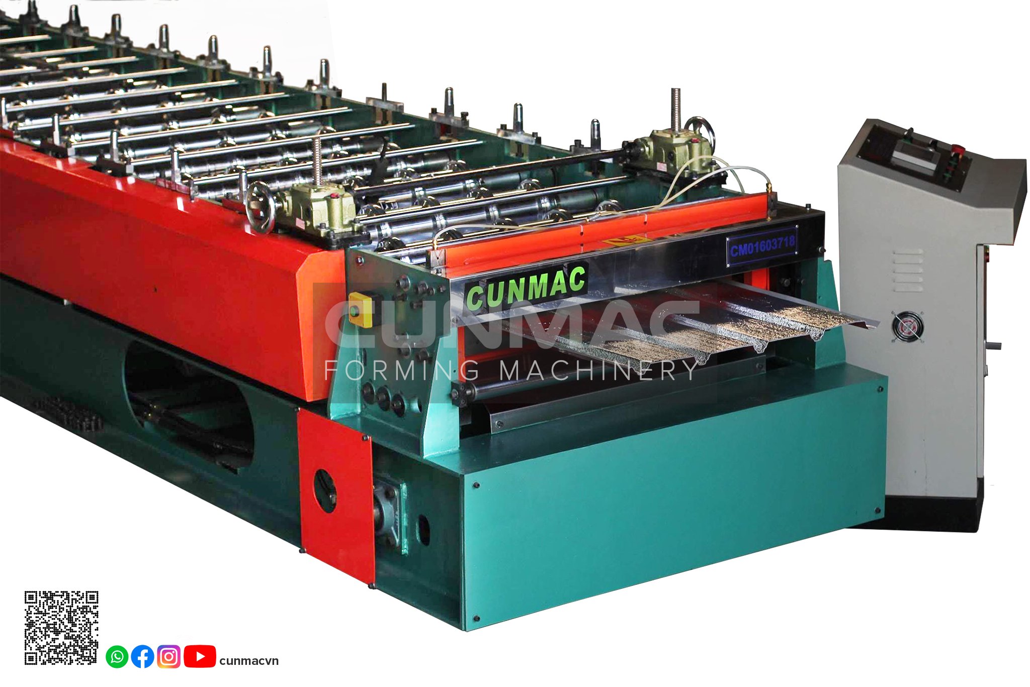 Roofing roll forming machine with PE stick opp