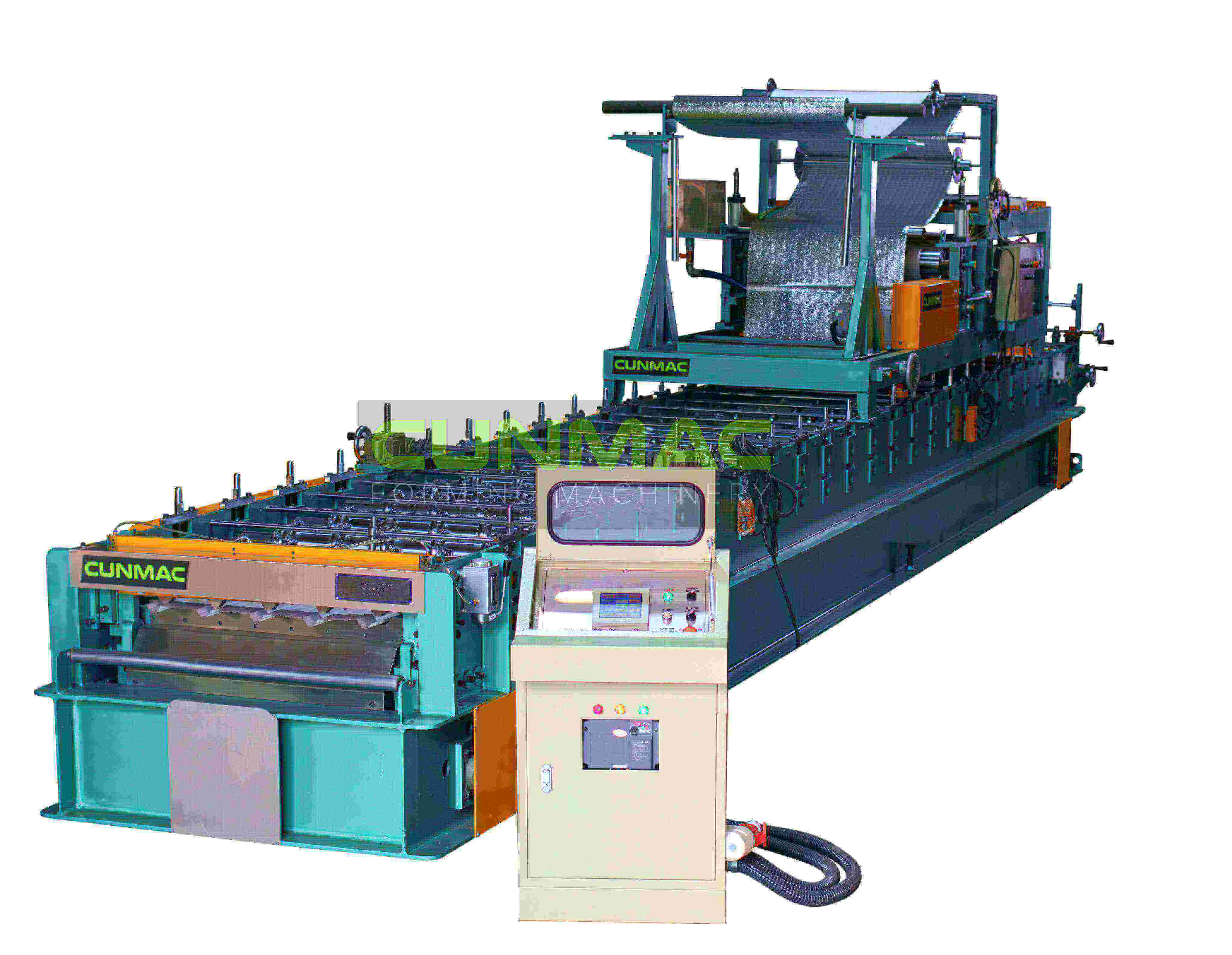 Roofing roll forming machine with PE stick opp