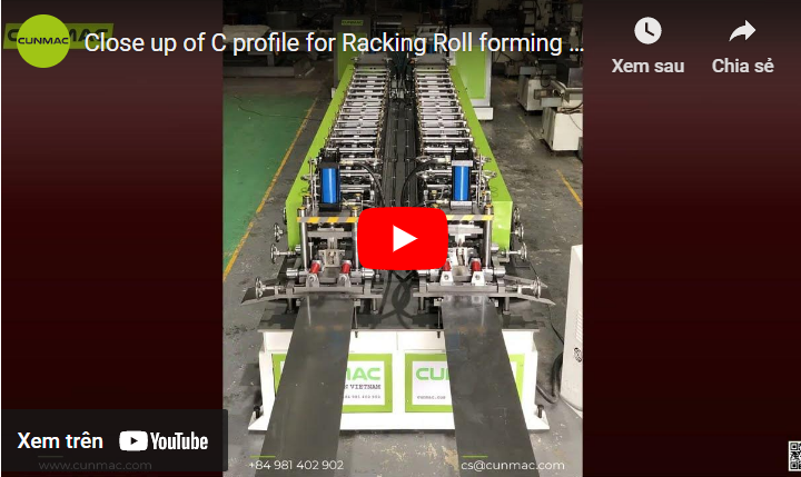 Close up of C profile for Racking Roll forming Machine