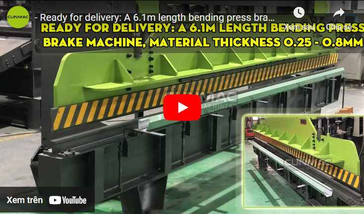 - Ready for delivery: A 6.1m length bending press brake machine, material thickness 0.25 - 0.8mm