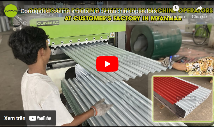 Corrugated roofing sheets run by machine operators at customer’s factory in Myanmar