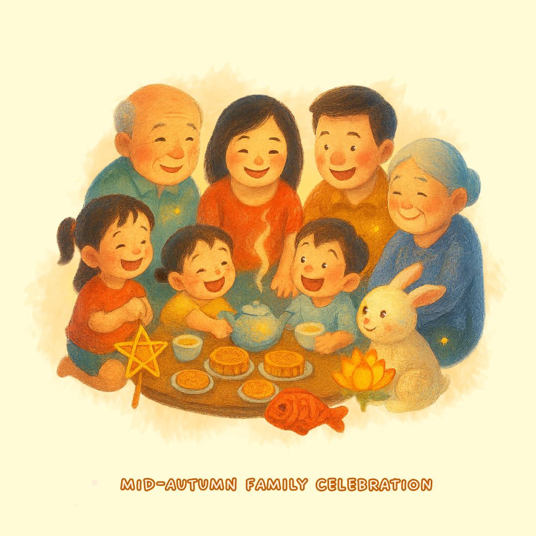 Vietnamese family gathering during the Mid-Autumn Festival