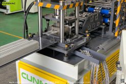 Integrated punching and roll forming solution showing automatic punching unit for roofing frames and steel sections